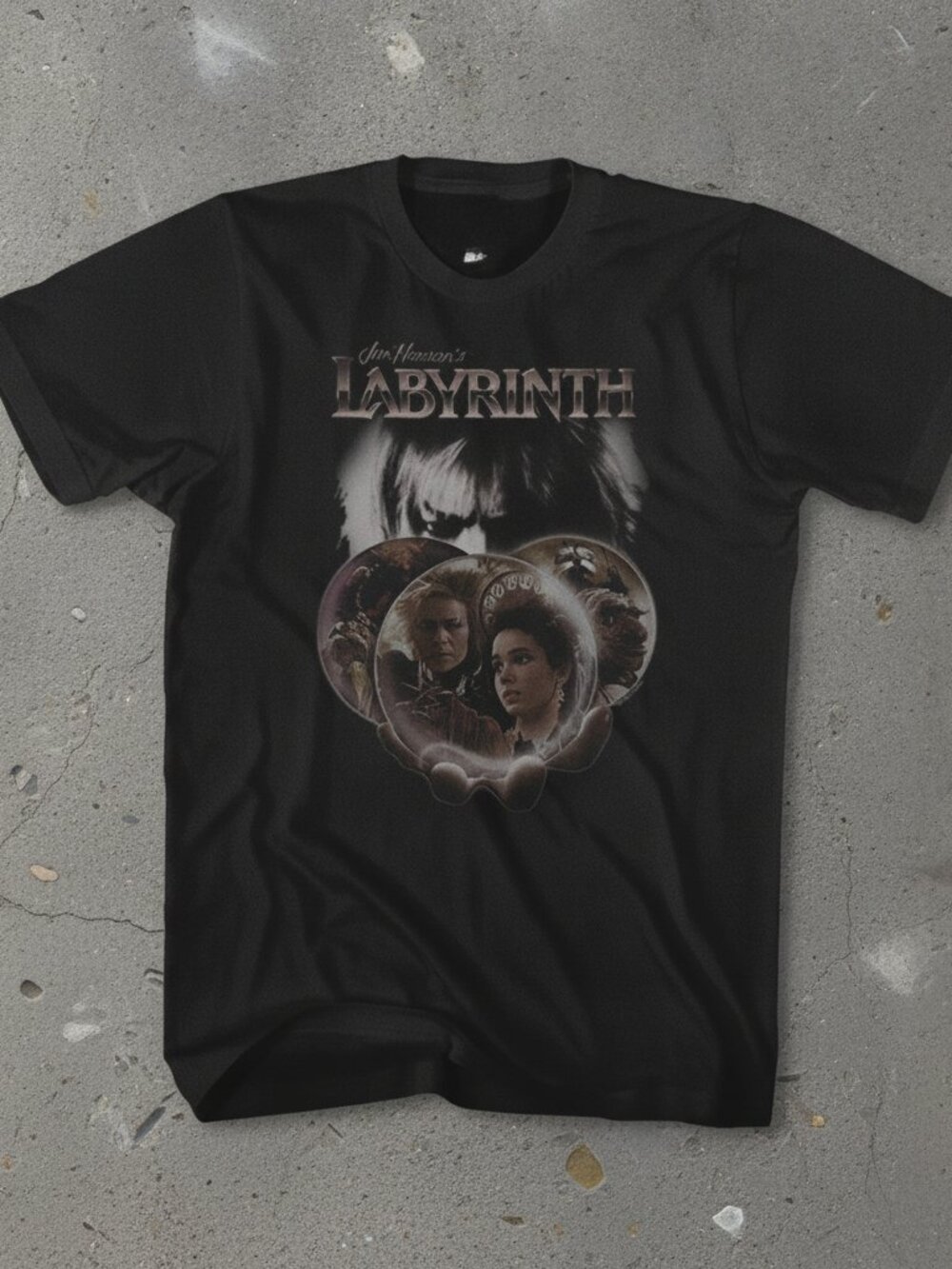 Jim Henson's Labyrinth Crystal Balls Retro Fantasy Black Graphic Tee